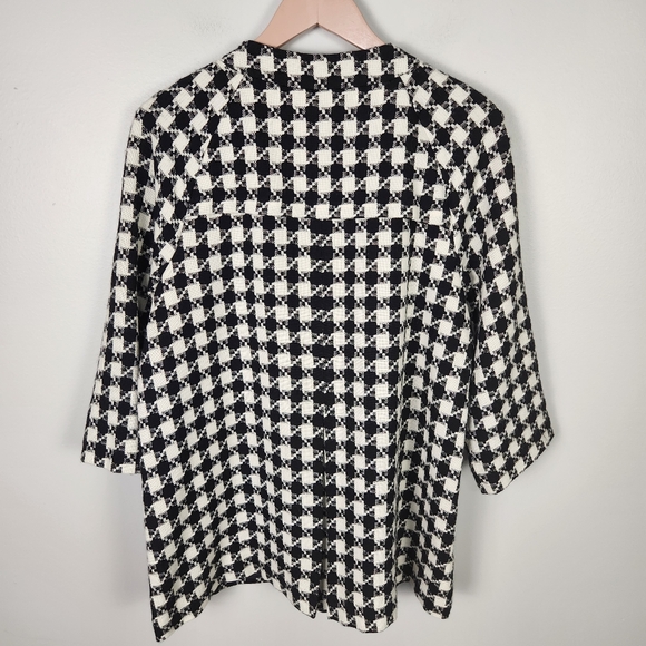 NWOT Rafaella Black & White Plaid Wool Blend Longline Blazer Jacket Size L #0525 - Picture 5 of 11